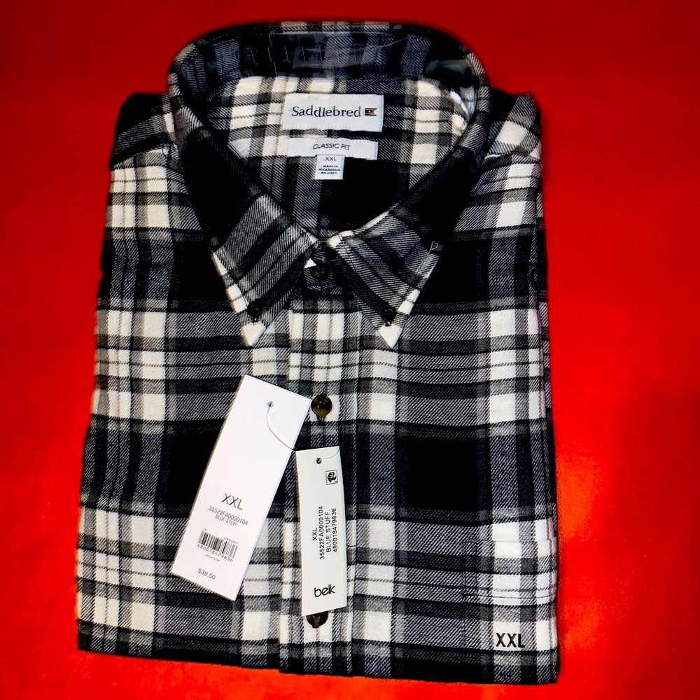 Saddlebred (Belk) Men's Button Up Plaid. Size XXL. New with tags.